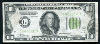 1934 $100 One Hundred Dollars Frn Federal Reserve Note Chicago,  Il Vf (b)