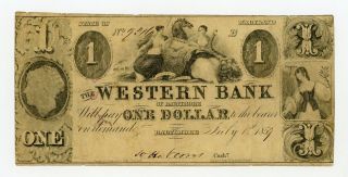 1859 $1 The Western Bank Of Baltimore,  Maryland Note