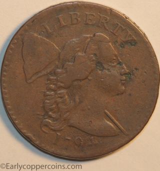 1794 S24 R1 Liberty Cap Large Cent Head Of 1794 Raw Fine - Very Fine 1c No Resrv