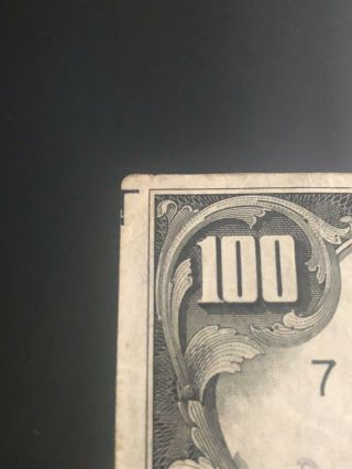 1928 A 100 Dollar Federal Reserve Note Bill Crop Mark Currency Payable in Gold 4