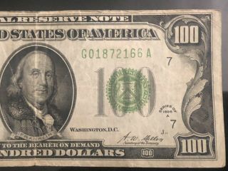 1928 A 100 Dollar Federal Reserve Note Bill Crop Mark Currency Payable in Gold 5