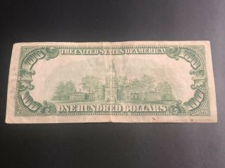 1928 A 100 Dollar Federal Reserve Note Bill Crop Mark Currency Payable in Gold 6