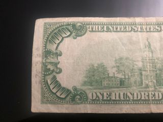 1928 A 100 Dollar Federal Reserve Note Bill Crop Mark Currency Payable in Gold 7