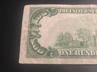 1928 A 100 Dollar Federal Reserve Note Bill Crop Mark Currency Payable in Gold 8
