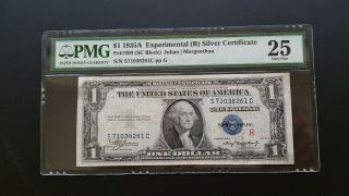 1935a " R " $1 Experimental Silver Certificate Pmg 25
