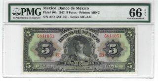 P - 60h 1963 5 Pesos,  Banco De Mexico,  Pmg 66epq Gem,