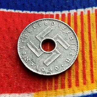 1940 D Ww2 5 Reichspfenning German Swastika/eagle Head Army Field Coin