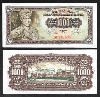 Yugoslavia Paper Money - Old 1000 Dinara Note - 1963 - P75 - Unc.