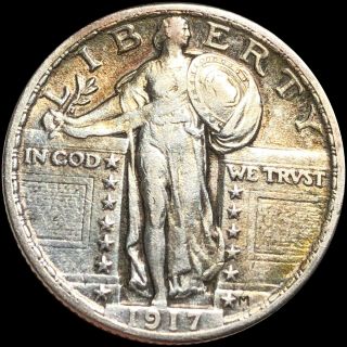 1917 Standing Quarter About Uncirculated Liberty Silver Denver Collectible Nr