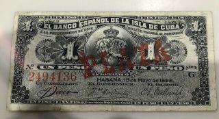 1 Peso - Plata - 15/5/1896 - El Banco Espanol De La Isla De.  - Pick: 47b
