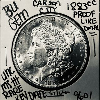1883 Cc Bu Gem Morgan Silver Dollar Unc Ms,  U.  S.  Rare Key Coin 9601