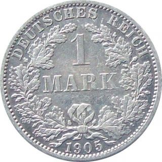 German Empire 1905 Silver 1 - Mark Coin Cat № Km 14 Xf