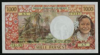 Tahiti (p27c) 1000 Francs Nd (1985) Aunc,  Sign.  4