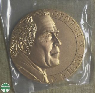 George W.  Bush Inauguration Large Bronze Medal - 2nd Term - Box & Stand