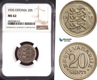 Ad817,  Estonia,  20 Senti 1935,  Ngc Ms62