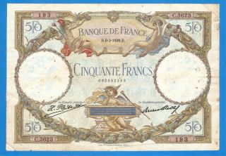 France 50 Francs 1929 Series 193 Rare