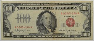 1966 $100 Red Seal United States Note Fr - 1550 Vf W/ Faint Remnants Of Obv Stamp