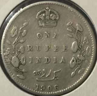 British India Rupee Silver 1906 Circulated - Combined