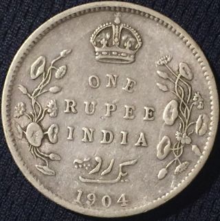 British India Rupee Silver 1904 Circulated - Combined