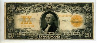 1922 Large Size $20 Gold Note Payable In Gold Coin 746