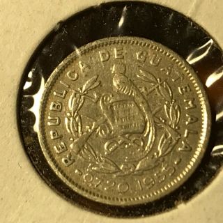 1955 Guatemala Silver 5 Centavos Coin