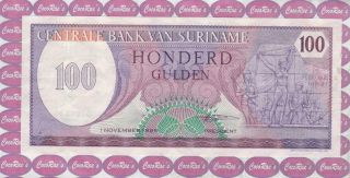 Set Of Three Suriname Notes; 100,  500,  1000 Gulden.  Crisp,  Uncirculated