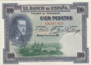 100 Pesetas Very Fine - Ef Crispy Banknote From Spain 1925 Pick - 69