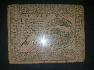 US Continental Currency $4 bill May 9,  1776 PMG Graded 20 (Very Fine) 3