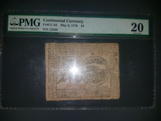US Continental Currency $4 bill May 9,  1776 PMG Graded 20 (Very Fine) 4