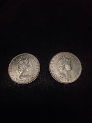 Elizabeth Ii Dei Gratia Regina 1964,  One Bermuda Crown Two Silver Coins