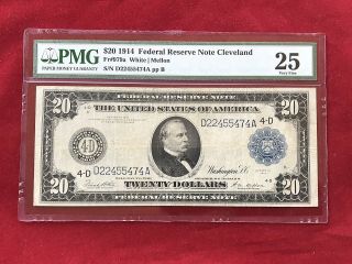 Fr - 979a 1914 Series $20 Cleveland Federal Reserve Note Pmg 25 Very Fine