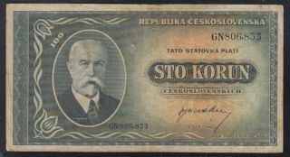 Czechoslovakia Banknote 100 Korun 1945 Year Pic 63