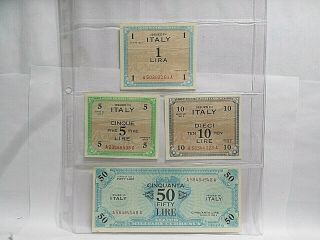 1943 - A Italy Wwii Allied Military Currency,  50,  10,  5,  1 Lire,  A.  Unc.  584 - 84 - 548