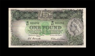 1953 Australia Qeii 1 Pound " Cba " Note Coombs ( (ef))