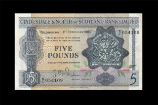 1.  2.  1963 Clydesdale Bank Scotland 5 Pounds Rare ( (ef, ))