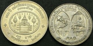 Thailand 5,  10 Baht 1980/1993 - Rama Vii/fao - 2 Coins - 814 ¤