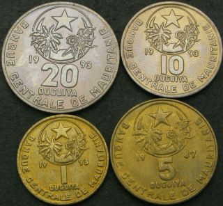 Mauritania 1,  5,  10,  20 Ouguiya 1987/1993 - 4 Coins - 802 ¤