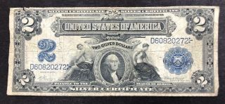 1899 United States $2 Dollar Silver Certificate " Mini Porthole " Large Size Note