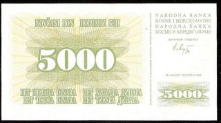 Bosnia & Herzegovina 5.  000 Dinara 1993 P:16a Unc