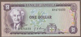 1970 Jamaica 1 Dollar Note Unc