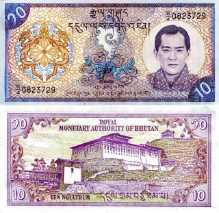 Bhutan 10 Ngultrum Banknote World Paper Money Pick P22 2000 Dzong Palace