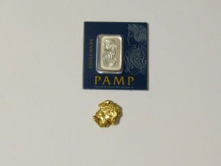 1 Gram Pamp Platinum Bar Plus Large Placer Gold Nugget With Special Feature