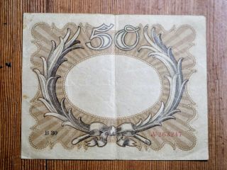 German Reichsbanknote 1918 50 Mark Pick 65 Circulated 