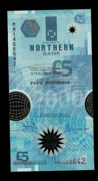 Northern Ireland,  5 Pounds 1999,  P203a,  Millenium Commemorative Polymer Unc