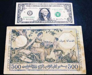 Algeria 500 Francs 1944 Rare,  Banknote