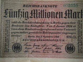 Fünfzig Millionen Mark Reichsbanknote,  1 September 1923 4