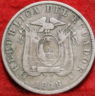 1918 Ecuador 10 Centavos Clad Foreign Coin