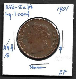 1901 Straits Settlements Large 1 Cent Coin - Book Value $120