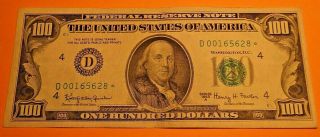 1963 One Hundred Dollar Star Note Bill Low Serial Number