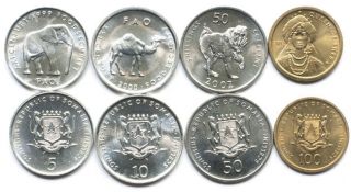 Somalia 4 Coins Set 2000 - 2002 Animals (2802)